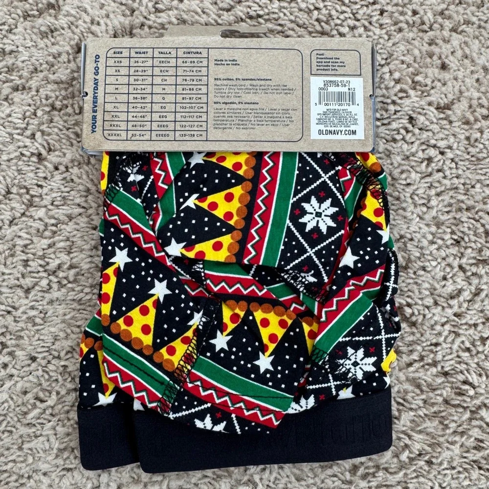Old Navy‎ Boxers Mens L Pizza Holiday Print Stretch Comfort Waistband 6